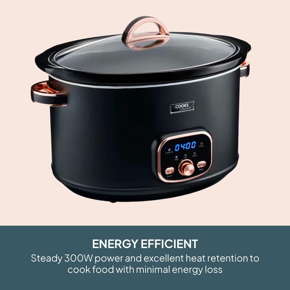 image 1 of Cooks Professional 8L Digital Slow Cooker with Glass Lid | Black | Black & Copper