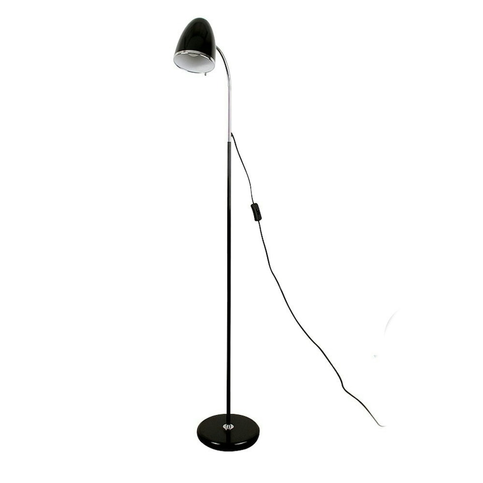 image 1 of ValueLights Kuppel Flexi Neck Black Floor Lamp