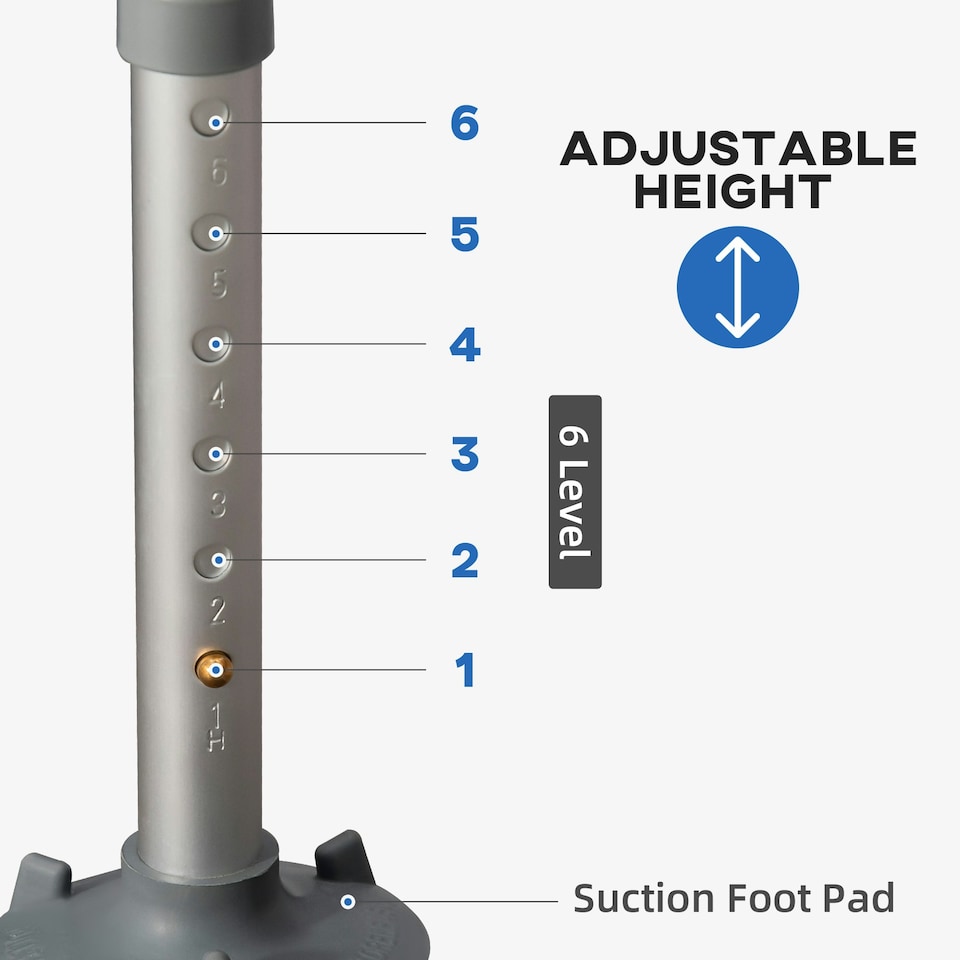 image 1 of HOMCOM EVA Padded Shower Stool with Arms and Back, 4 Suction Foot Pads Blue