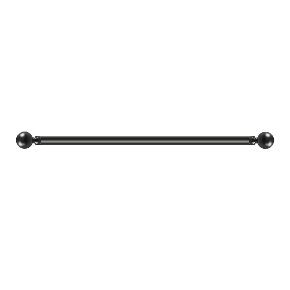 image 1 of Marlow Steel Curtain Rod Quiet Rail Pole Pommel Set Extendable Adjustable Black