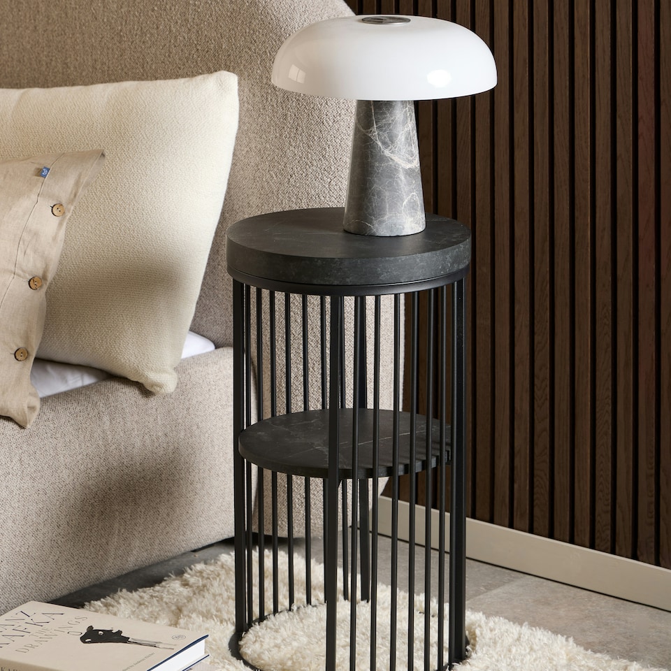 image 1 of Strington Round Bedside Table 1 Shelf in Matt Black Black