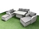 image 2 of Fimous Patio PE Wicker 8 Seater Outdoor Rattan Furniture Sofa Sets with Adjustable Lifting Dining or Coffee Table Reclining Chair Loveseat Sofa 3 Seater Sofa 2 Big Footstools Light Grey