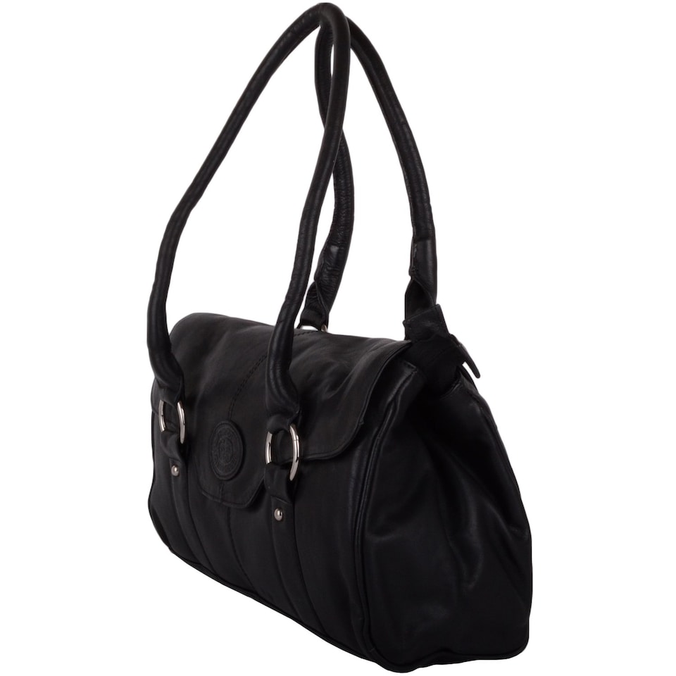 image 1 of London Leathergoods Womens Soft Premium Geunine Leather Large Shoulder / Hand Bag | Black | Black