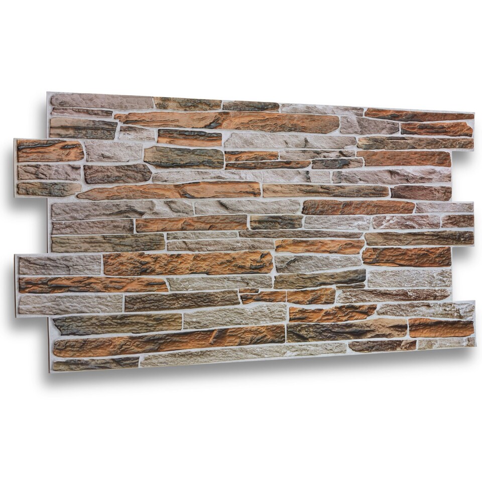 image 1 of NOVECRAFTO 3D Sandstone Wall Panels – 6 PVC Sheets, Covers 2.76 sqm (29.76 sq ft), 96x48cm Each – Mixed Natural Sandstone Effect Decorative Cladding