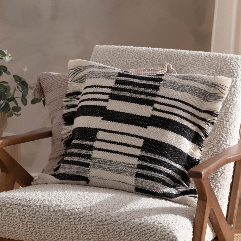image 1 of Yard Torode Woven Cushion, Black, 45 x 45cm