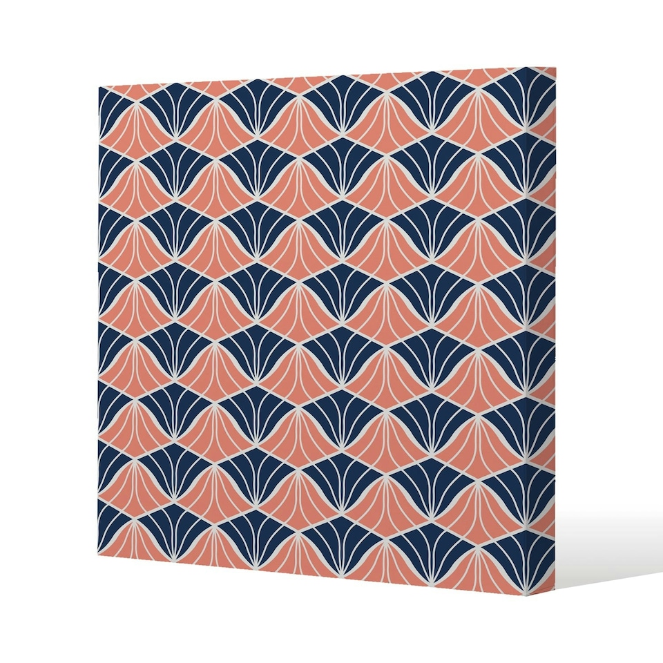 image 1 of Navy & Pink Geometric Shells (Canvas Print) 101 x 101 x 4cm