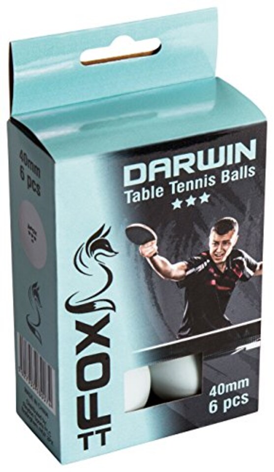 image 1 of Fox Tt Darwin 3 Star Table Tennis Balls (Pack Of 6) - White, One Size, Ftt103
