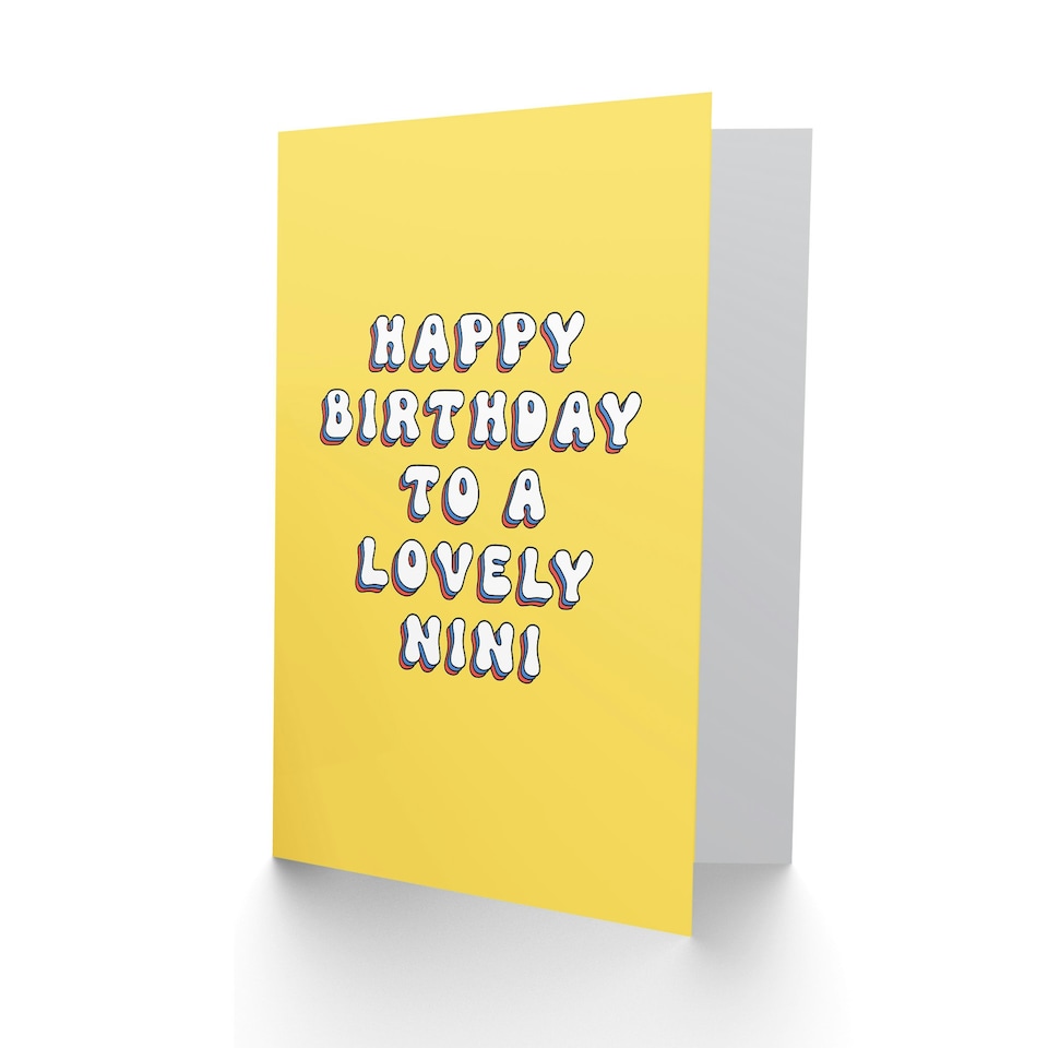 image 1 of Lovely Nini Bright Fun Hippie Letters Non Binary Birthday Card