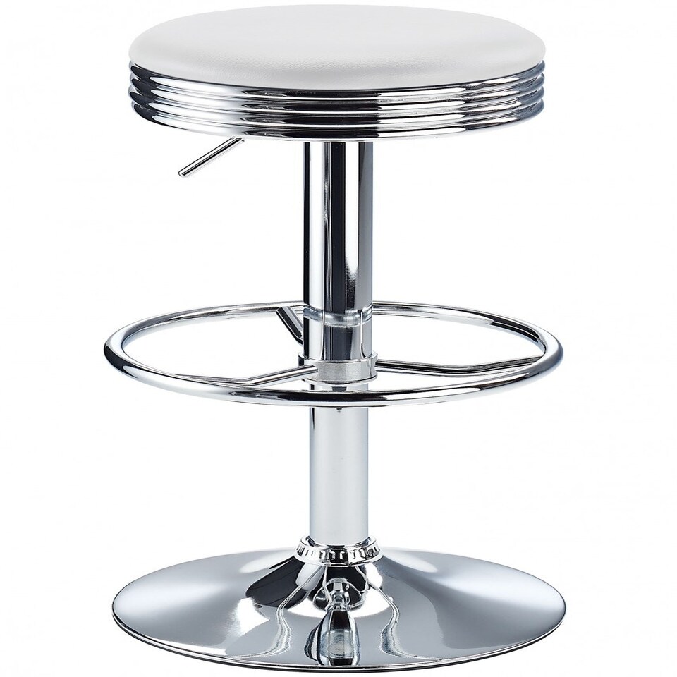 Calif Adjustable Bar Stool In White White