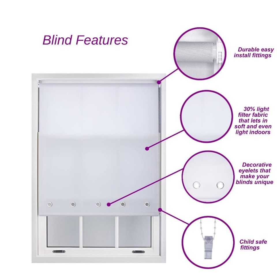 image 1 of FURNISHED Roller Blinds Daylight Round Eyelet Light Filtering Easy Fit Trimmable Window Blind | Brown | Mocha | (W) 230cm x (L) 165cm