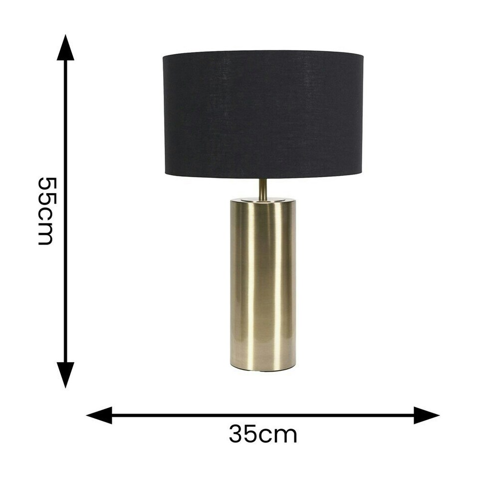 image 1 of ValueLights Lexy Antique Brass Touch Table Lamp with Black/Gold Shade