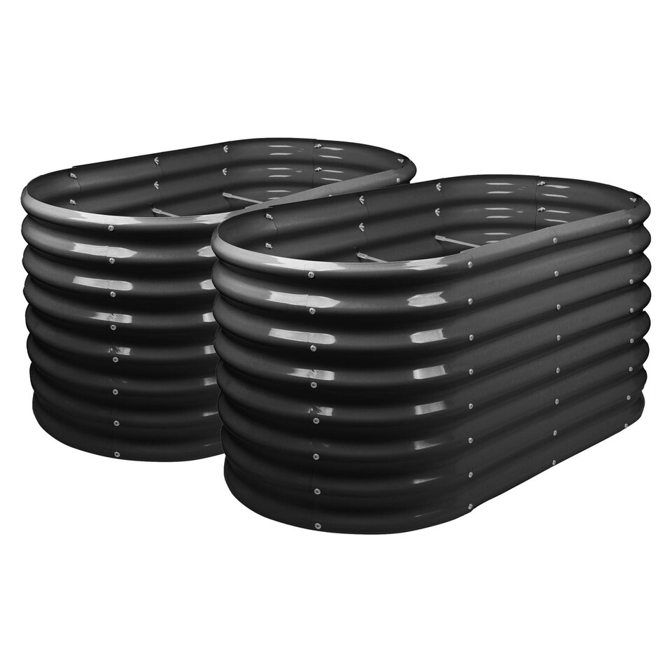 image 1 of Harbour Housewares Rounded Raised Garden Beds - 120cm x 60cm x 60cm - Anthracite - Pack of 2 Black