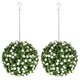 image 6 of HOMCOM Set of 2 Artificial Plant Topiary Rose Balls Faux Plants White