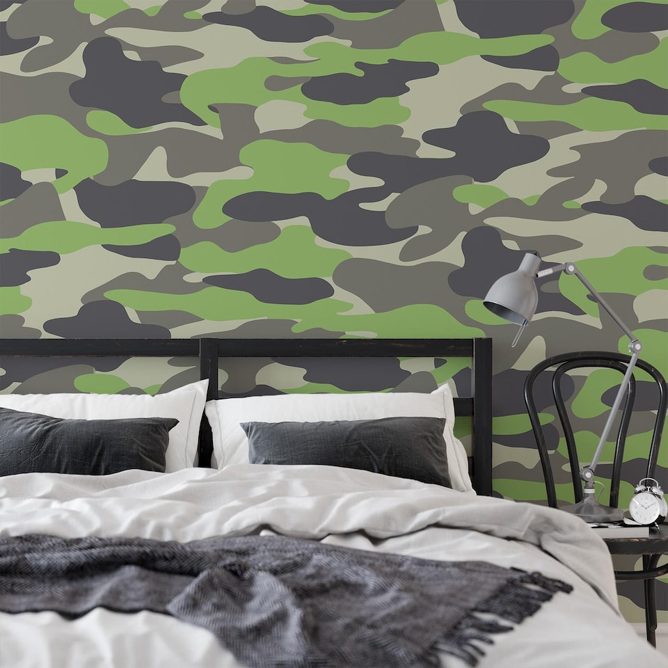 image 1 of Camouflage Wallpaper Army Camo Brown Grey Green Children Teenager Boys Debona