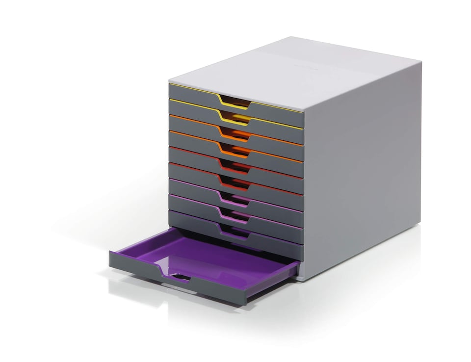 image 1 of Durable VARICOLOR Desktop Organiser 10 Drawer Colour Coded Modular Storage | A4+