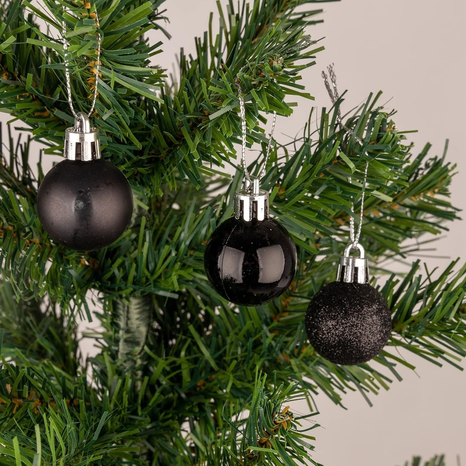 image 1 of 30mm/24Pcs Christmas Baubles Shatterproof Black,Tree Decorations