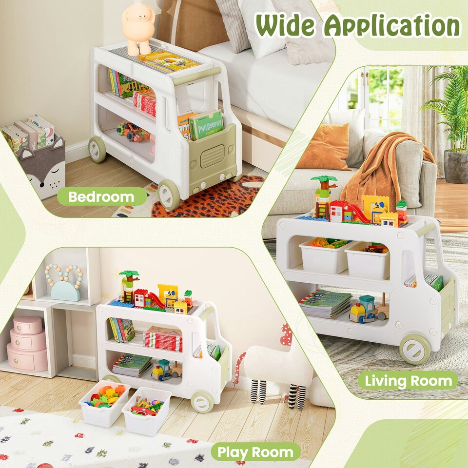image 1 of COSTWAY Kids Storage Organizer Car Shaped Cabinet w/Storage White