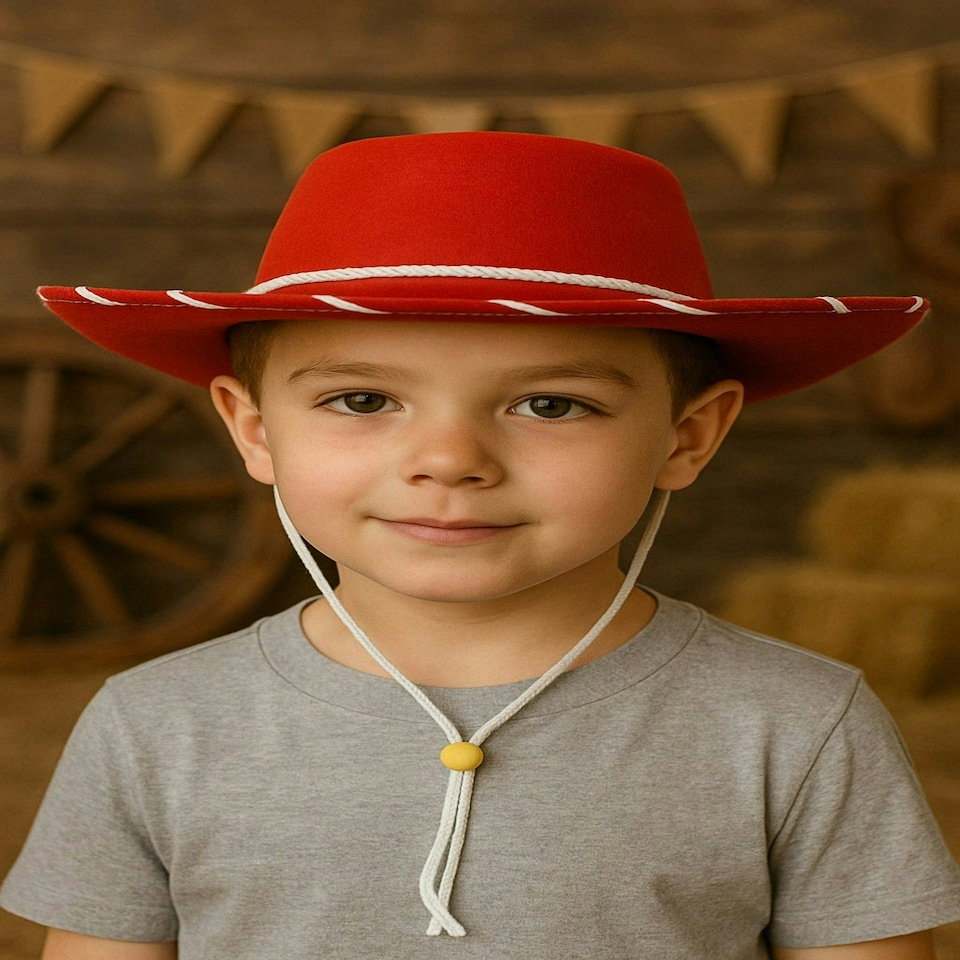 image 1 of Child's Red Cowboy Hat – Fun Fancy Dress Western Hat for Kids Red | 1