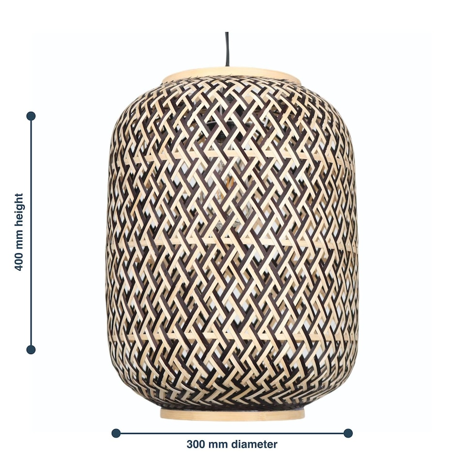 image 1 of Tonia - Mixed Bamboo Weaved Pendant Lightshade | Cream | Large | 1