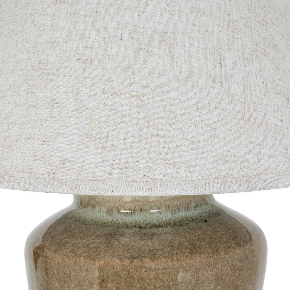 image 1 of Mottura Table Lamp with Edged Linen Shade - Ceramic - L55 x W55 x H66 cm - Green