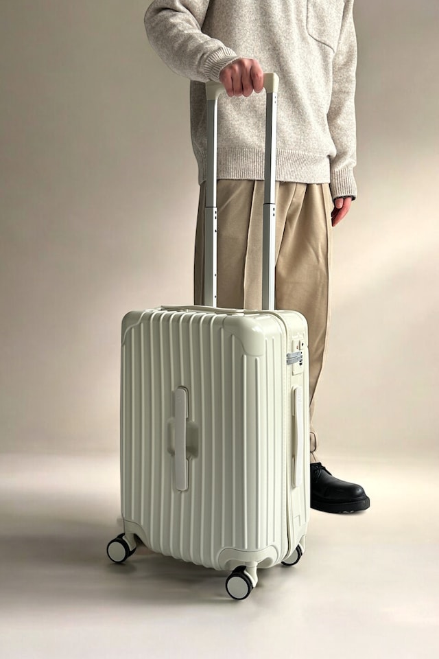 image 1 of Lightweight Hard Shell Carry-On Suitcase with Cupholder,Durable 4-Wheel Travel Luggage with Hook