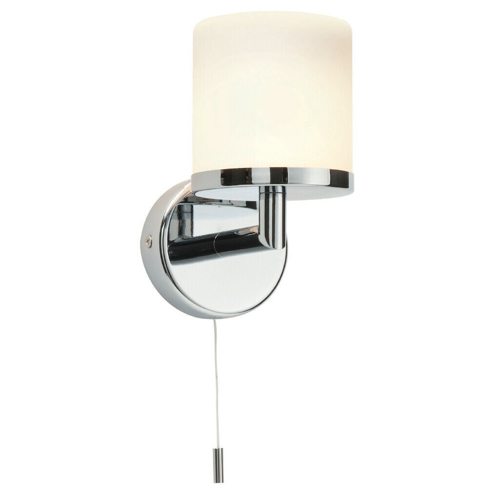 Loops IP44 Bathroom Wall Light Chrome & Diffused Glass Modern Round Fitting Lamp in Clear