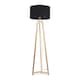 image 1 of ValueLights Lottie Natural Wood Tripod Floor Lamp Black Shade and Bulb