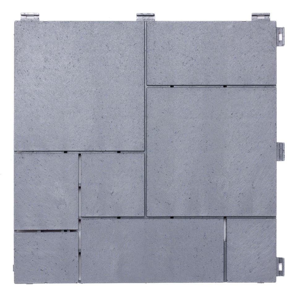 image 1 of Mosaic Garden Patio Interlocking Composite Decking Tiles - Light Grey | Grey | Light Grey | Pack of 40