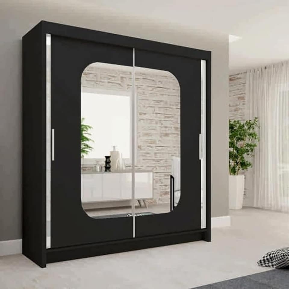 image 1 of Modern Sliding Wardrobe 120/150/180/203cm White/Black/Grey/Oak Black | 150cm