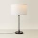 image 4 of ValueLights Maeve White Fabric Drum Lamp Shade Matte Black Bobbin Bobble Table Lamp | Black
