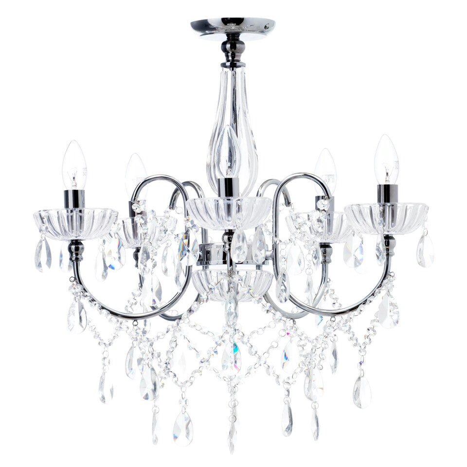 image 1 of BHS Edith 5 Light Flush Ceiling Light, Chrome