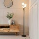 image 3 of ValueLights Kristina Frosted White Shade 3 Way Black Metal Uplighter Floor Lamp