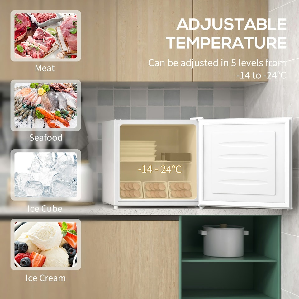 image 1 of HOMCOM 35L Tabletop Freezer with Adjustable Temperature White