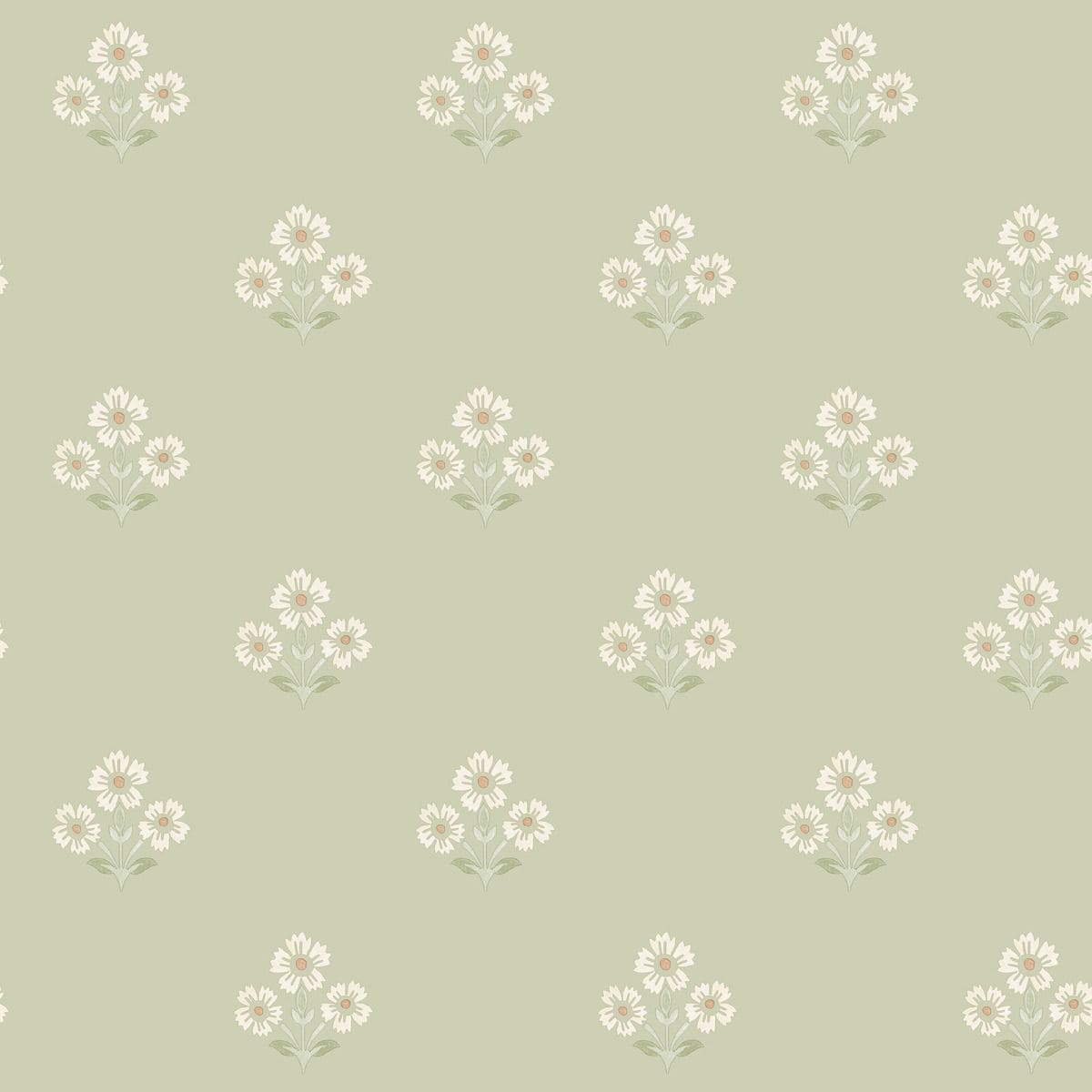 Holden Decor Daisy Floral Textured Wallpaper Green Sage Green 1