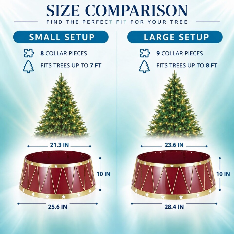 image 1 of 25.6 to 28.4 Inch Drum Christmas Tree Collar Foldable Base Cover for a Neat Festive Finish