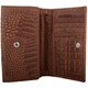 image 1 of London Leathergoods Womens Large Matinee Style RFID Protected Purse with Crocodile Design | Brown | Mid Brown