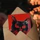 image 3 of Cat Lover Vibrant Red Black Retro Horror Portrait Halloween Card