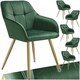 image 1 of Chair Marilyn - quilted velvet look, continuous backrest, golden steel legs - Set of 6 Green | Dark Green/Gold