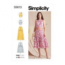 Simplicity 9613 Paper Sewing Pattern – Women’s Tops & Skirts, Size R5 (14–16–18–20–22), Easy