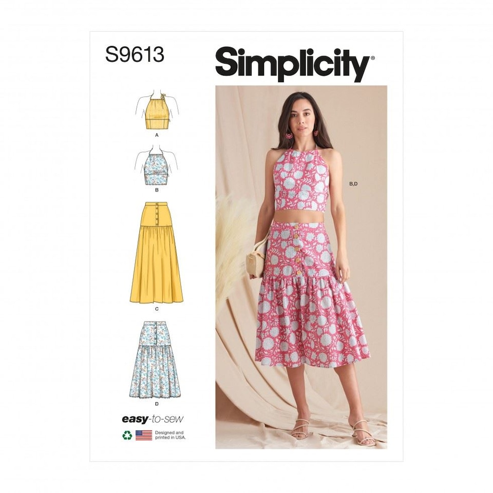 image 1 of Simplicity 9613 Paper Sewing Pattern – Women’s Tops & Skirts, Size R5 (14–16–18–20–22), Easy