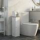 image 2 of kleankin Slim Toilet Roll Storage Unit with Cupboard and Adjustable Shelf, White