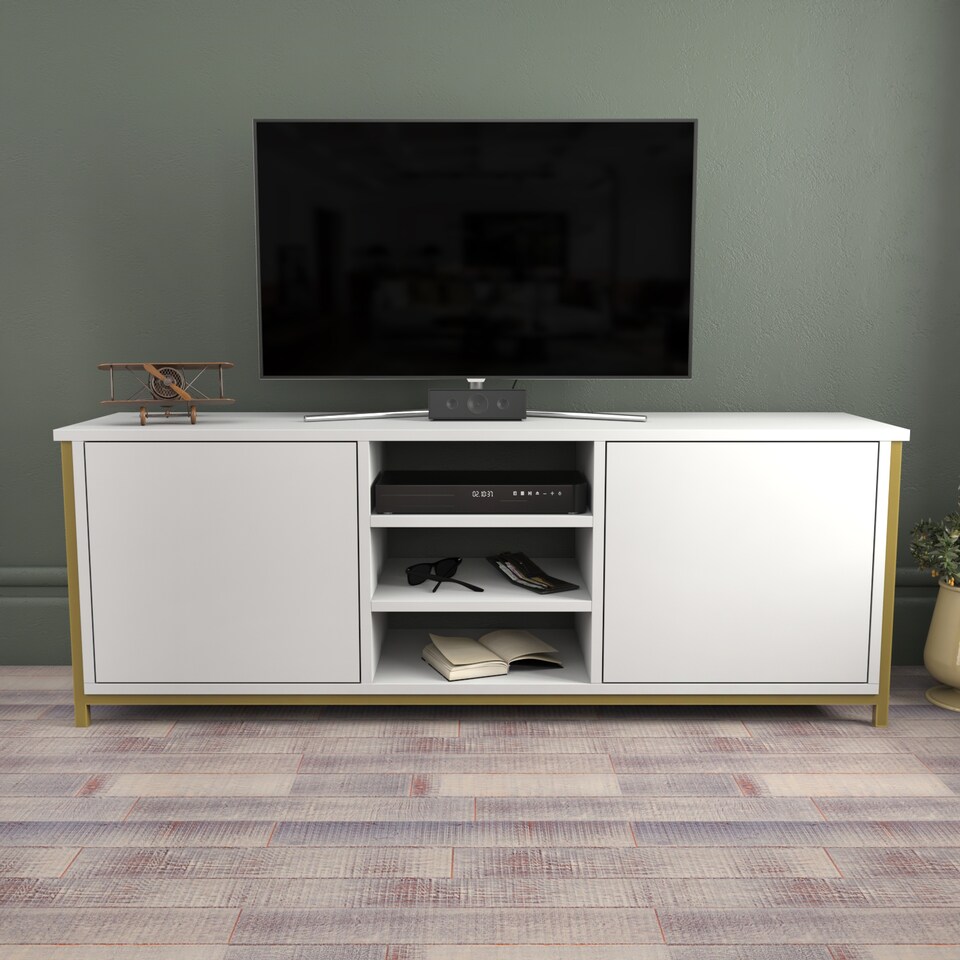 image 1 of Decorotika Otis  for TV's up to 63 inches with Cabinet and Open Shelves