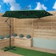 image 2 of Samuel Alexander 3m Solar Powered Cantilever Lit Banana Garden Parasol with Crank Handle & White LED Lights in Green