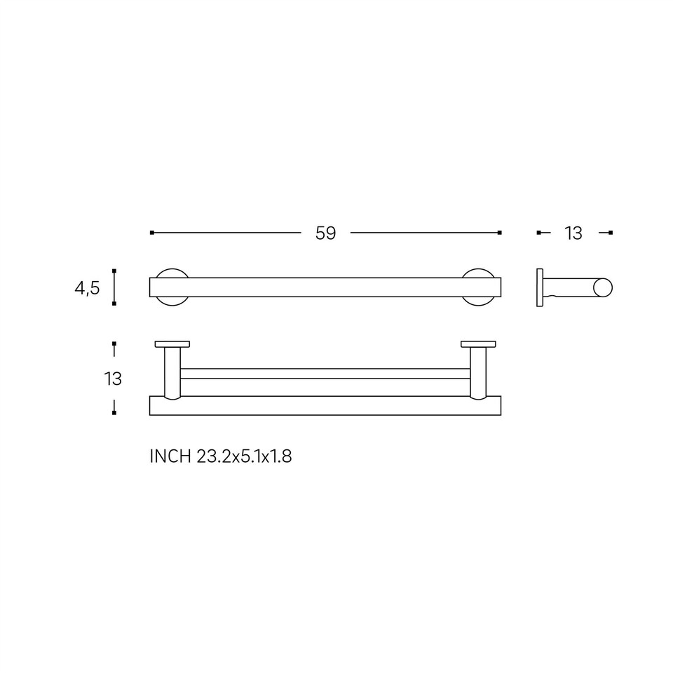 image 1 of Cosmic Wall Mounted Double Towel Round Rail with Elegant Chrome Finish Grey