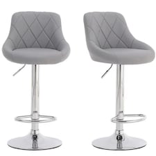 2x Alivio Premium Chrome Bar Stools Grey Luxury Extra Comfort Modern Bar Dining