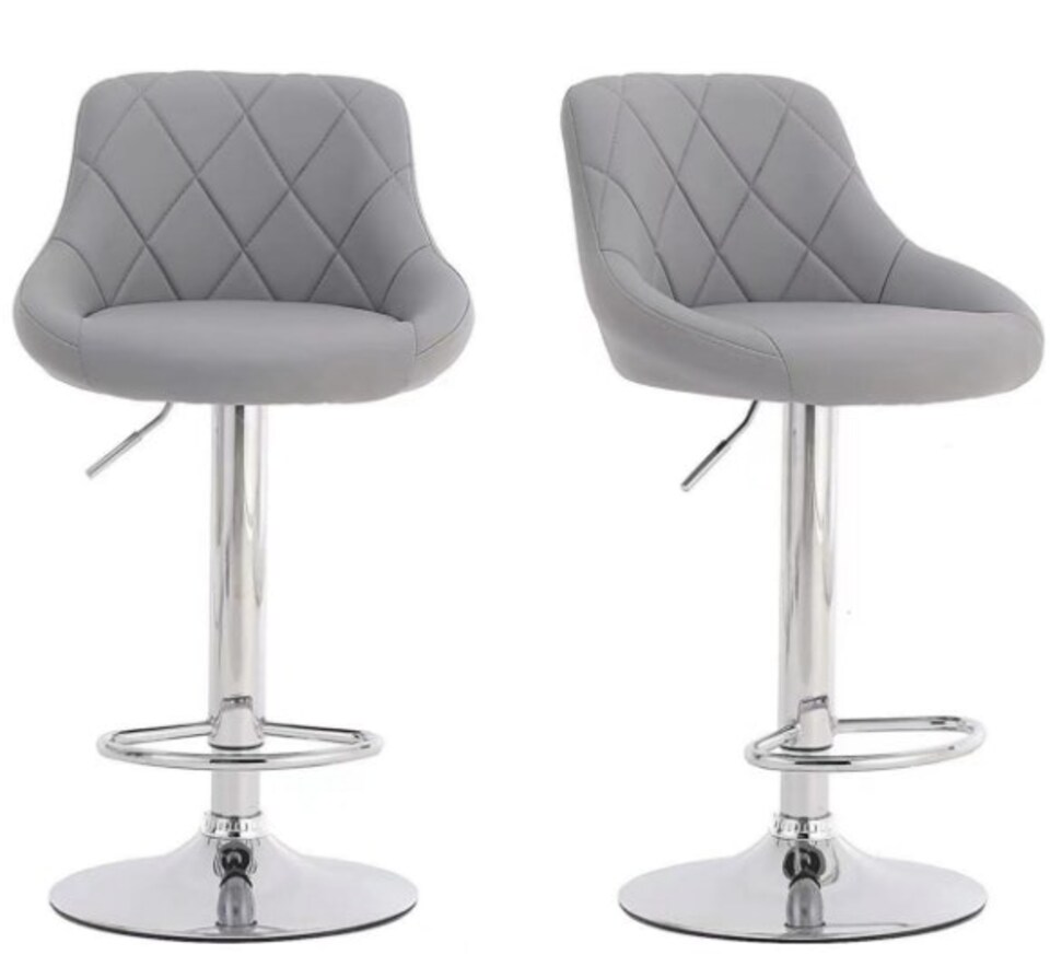 image 1 of 2x Alivio Premium Chrome Bar Stools Grey Luxury Extra Comfort Modern Bar Dining