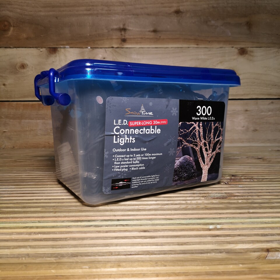 image 1 of 300 LED 30m Snowtime Heavy Duty Connectable Christmas Lights in Warm White