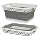 image 1 of Harbour Housewares 42L Collapsible Laundry Basket - Washing Clothes Storage Hamper Bin White | Grey