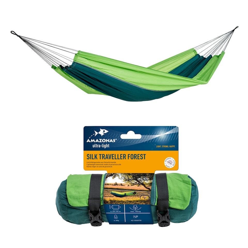 image 1 of Amazonas Ultralight Camping Hammock – Silk Traveller Forest