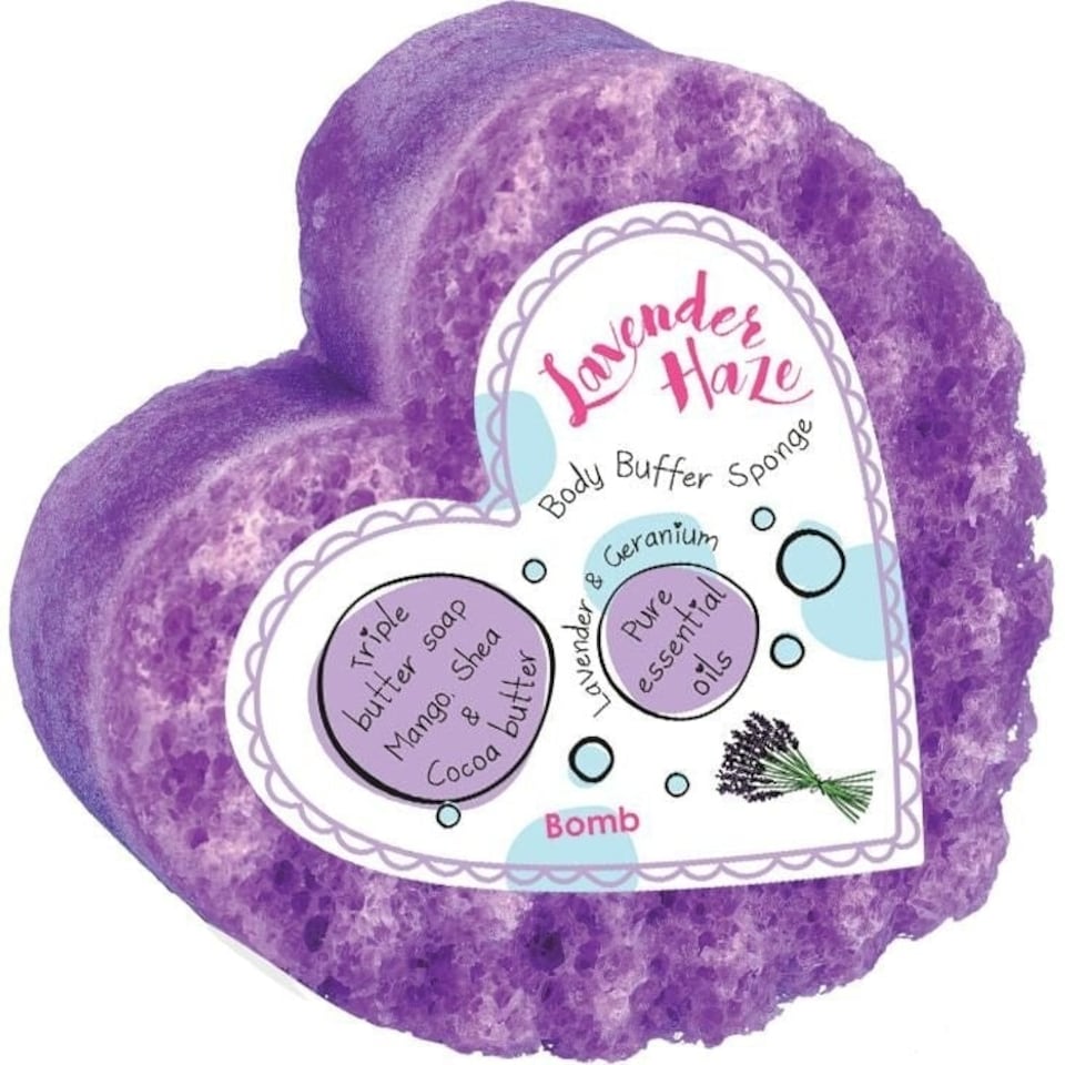 Bomb Cosmetics Body Buffer Soap Shower Sponge Lavender Haze
